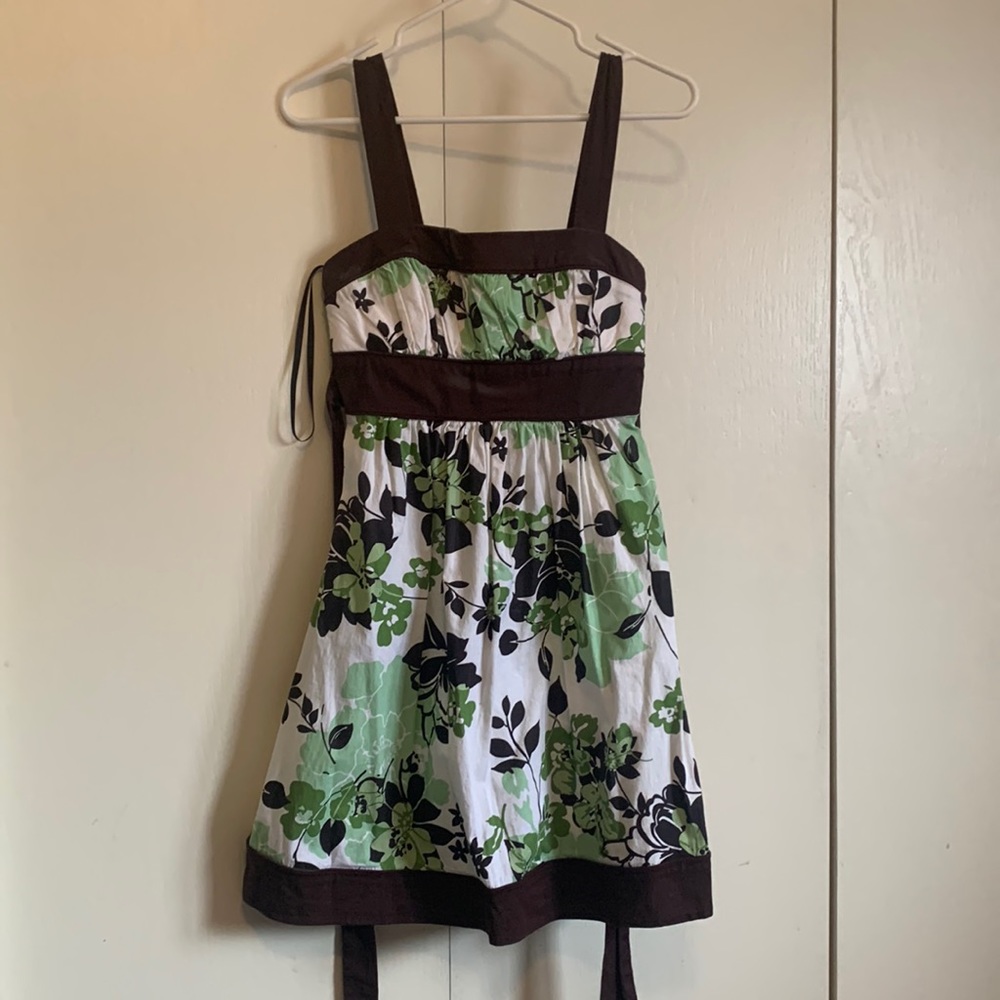 Brown, green and white sun dress